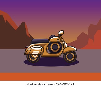 simple flat illustration of vespa scooter vintage. editable stroke