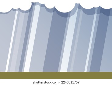 Simple flat illustration of white clouds and streaks of rain