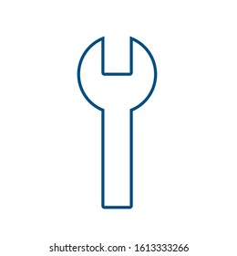  Simple flat illustration of a wrench. Icon repair, breakdown.