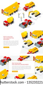 Simple flat illustrations of building and construction machinery. Could be used separately or combined as big illustration.