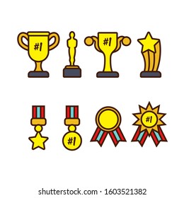 simple flat illustrator with trophy vector