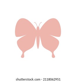 diseño de logotipo simple de insectos planos mariposa rosa, símbolo gráfico vectorial icono ilustración