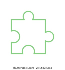 Pieza de rompecabezas plana simple. Silueta mínima con contorno claro para configuraciones de mesa de juego de mesa. Divertido juguete de ocio para los entusiastas del rompecabezas, creado con conceptos de entretenimiento de estilo limpio y gráfico.