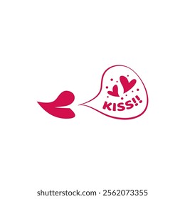 simple flat kiss bubble chat design concept