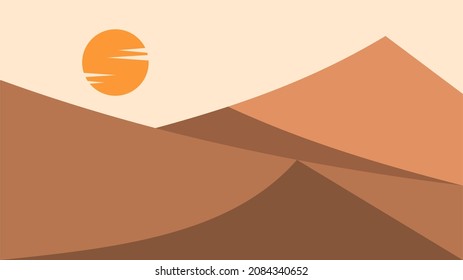 Simple Flat landscape design vector illustration with beautiful desert