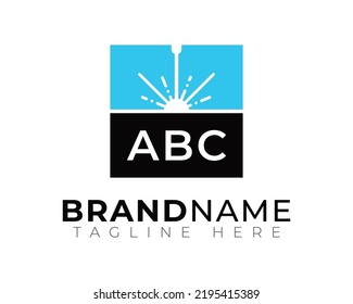 Simple Flat Laser Cutting Logo Template with Company Name Text