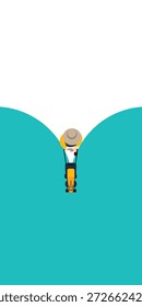 Simples plana cortador de grama linha apresentação fundo. Copiar espaço e espaço negativo