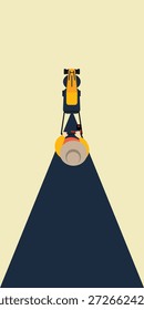 Simple flat lawn mower line presentation background. Copy space and negative space