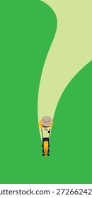 Simples plana cortador de grama linha apresentação fundo. Copiar espaço e espaço negativo