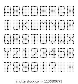 Simple flat led typeface set isolated on background