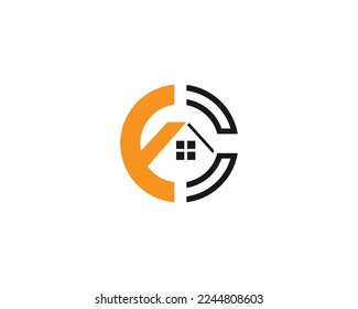 Simple Flat Letter C House Logo Template Vector Illustration Design.