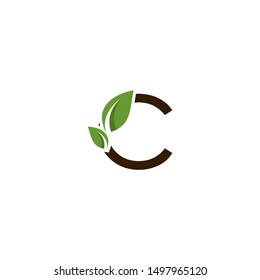 simple flat letter c logo. green leaf eco logo template - vector