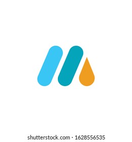 Simple flat letter M or MA logo with drop liquid design 