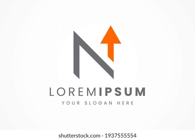 simple flat letter n logo arrow up