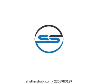 Plantilla de vectores de elementos de diseño de logotipo de círculo redondo simple de letra plana SS.