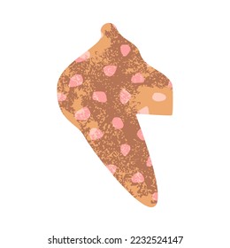 Simple flat light brown shape. Grunge texture. Spotted pattern in a naive style.