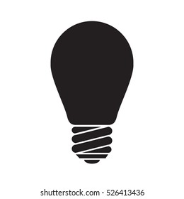 Simple flat light bulb icon, grayscale on white background