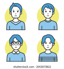 Simple and flat line characters that are easy to use for web word-of-mouth advertising Younger generation male variations