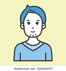 Simple and flat line drawing design Young men with illustration variations that are easy to use for advertising