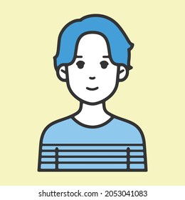 Simple and flat line drawing design Young men with illustration variations that are easy to use for advertising