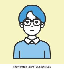 Simple and flat line drawing design Young men with illustration variations that are easy to use for advertising