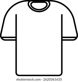 A simple flat line drawing of a short-sleeve t-shirt in black and white