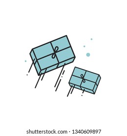 Simple flat line gift boxes. Vector illustration.