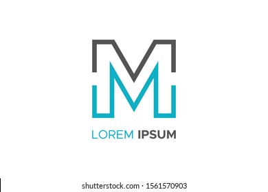 Simple Flat Line Letter M Logo Concept Design Template Element. Vector Illustration.