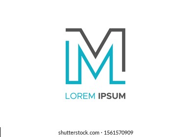 Simple Flat Line Letter M Logo Concept Design Template Element. Vector Illustration.