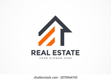 plantilla de logotipo de propiedad inmobiliaria de línea plana simple