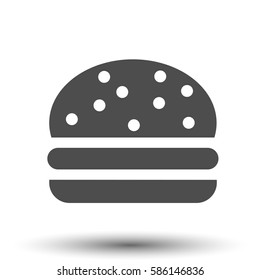Simple flat logo of burger isolated on white background. Fastfood vector illustration.