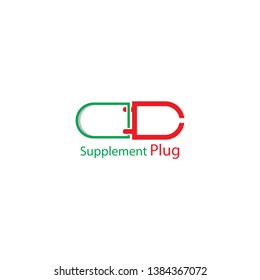 simple flat logo, a combination of supplements and electrical plugs.