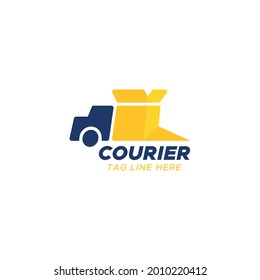 A simple flat logo design for courier delivery