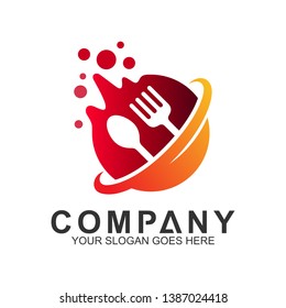 simple flat logo design for food,cook and restaurant