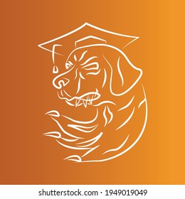 simple flat logo dog with yellow background