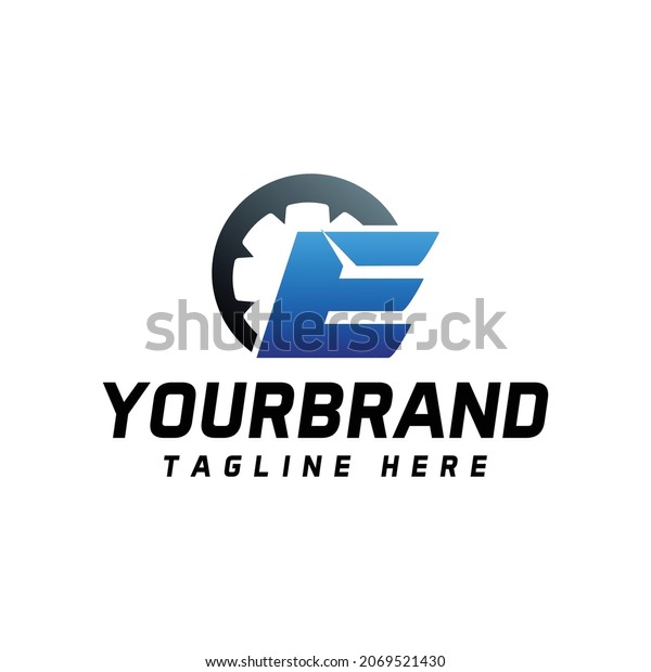 Simple flat logo\
letter E speed\
speedometer