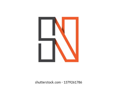 simple flat logo letter s and n