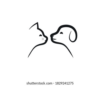 Simple flat logo of pets, cats and dog shop icons design