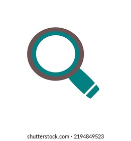 Icono de ilustración de vectores de vidrio de lupa simple y plana