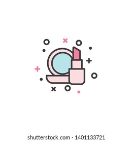 Simple flat make up icon. Cute cosmetics icon. Vector illustration.