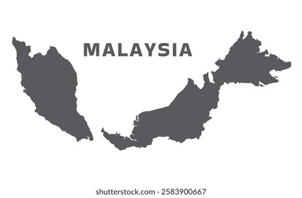 Simple flat Malaysia map grey vector