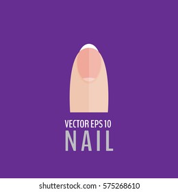 Simple flat manicured pink nail with oval shape. Vector illustration for your graphic design.
