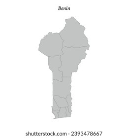 Simple flat Map of Benin with district borders 