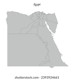 Simple flat Map of Egypt with district borders 