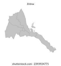 Simple flat Map of Eritrea with district borders 