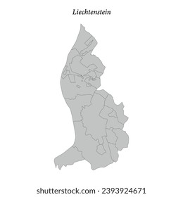 Simple flat Map of Liechtenstein with district borders 