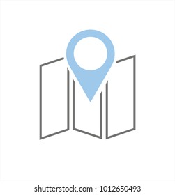Simple flat map with location pointer in vector graphics