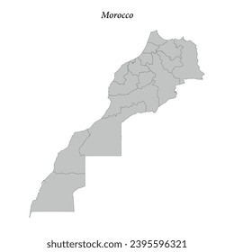 Simple flat Map of Morocco with district borders 