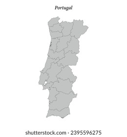 Simple flat Map of Portugal with district borders 