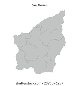 Simple flat Map of San Marino with district borders 